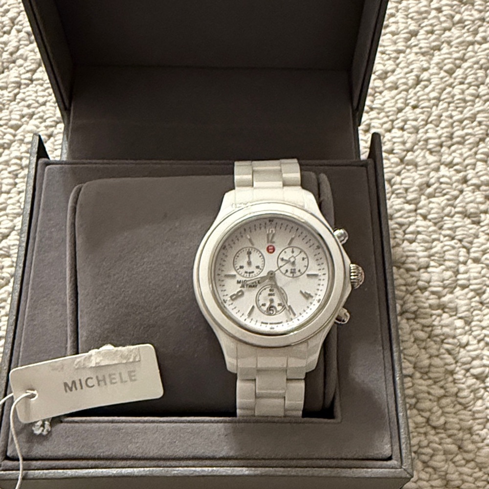 Michele White Ceramic Chronograph Timepiece